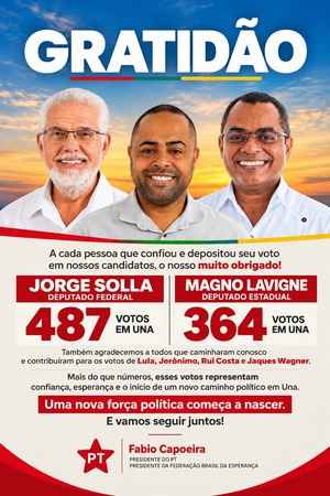 Fábio Capoeira agradece votação e destaca construção de novo grupo político em Una